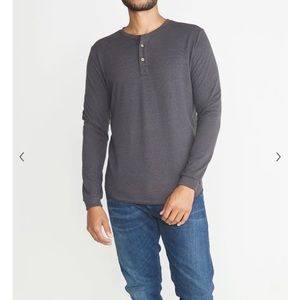 Marine Layer Double Knit Henley in Faded Black